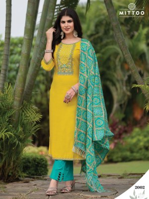 Aradhana by Mittoo thread work exclusive kurti pant and dupatta catalogue readymade suit catalogs