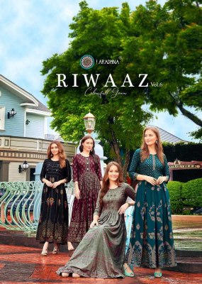 Aradhna riwaaz vol 6 rayon printed long gown stylish anarkali Kurti catalogue  Aradhna Fashion