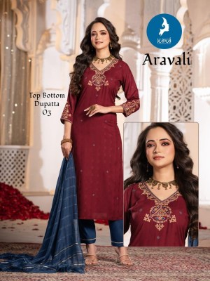 Aravali by Kaya 3 piece suit with neck work pattern in amavi expo  readymade suit catalogs