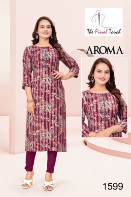 Aroma fashion by R R fashion reyon printed stright kurti catalogue at affordable rate kurtis catalogs