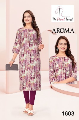 Aroma fashion by R R fashion reyon printed stright kurti catalogue at affordable rate kurtis catalogs