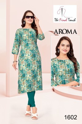 Aroma fashion by R R fashion reyon printed stright kurti catalogue at affordable rate kurtis catalogs