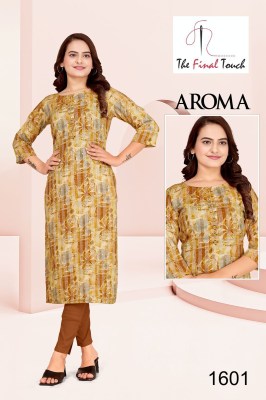 Aroma fashion by R R fashion reyon printed stright kurti catalogue at affordable rate kurtis catalogs