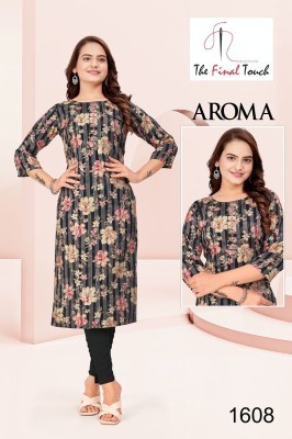 Aroma fashion by R R fashion reyon printed stright kurti catalogue at affordable rate kurtis catalogs