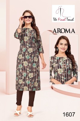 Aroma fashion by R R fashion reyon printed stright kurti catalogue at affordable rate kurtis catalogs
