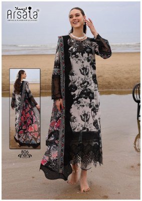 Arsala Amira Luxury Volume 8  Unstitched Cotton Dress Material Pure Heavy Lawn Top And Bottom  Pure Cotton Dupatta Wholesale dress material catalogs
