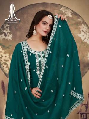 Art ridhs by D No 01A pure modal chanderi embroidered kurti pant and dupatta catalogue at affordable rate readymade suit catalogs