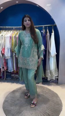 Astha Collection AC 7067 Chinon Silk Suit Set Heavy Sequin Work with Dupatta Wholesale Collection Amavi