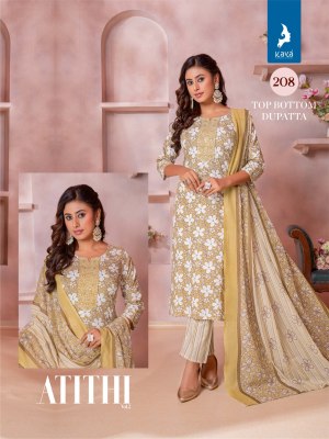 Atithi 2 by kaya fancy cotton printed streight cut kurti pant with dupatta catalogue at low rate readymade suit catalogs