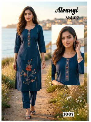 Atrangi Vol 2 Natural Dhabu Cotton Designer Kurti Pant Set kurtis catalogs