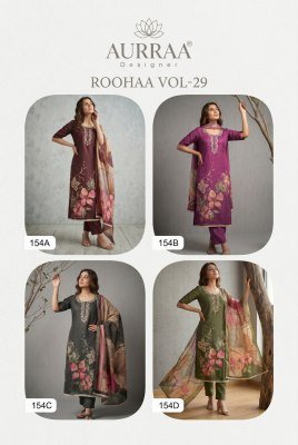 Aurraa Designer Roohaa Vol-29 Pure Cotton Lilan Simmar Suit Set readymade suit catalogs