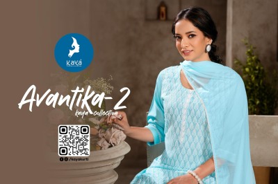 Avantika 2 by Kaya Reyon Chiken work Kurti pant and dupatta collection with affordable rate readymade suit catalogs