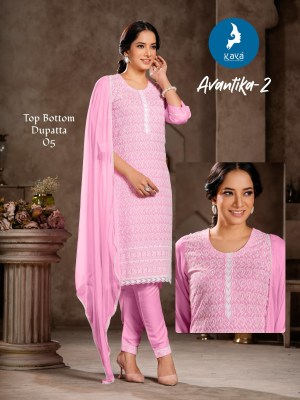 Avantika 2 by Kaya Reyon Chiken work Kurti pant and dupatta collection with affordable rate readymade suit catalogs