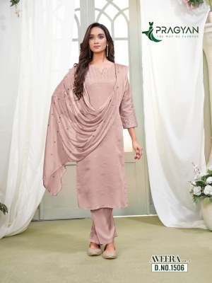 Aveera vol 1 by Pragyan Heavy roman silk embroidered top bottom and dupatta collection readymade suit catalogs