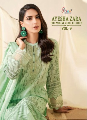 Ayesha by zara premium collection vol 9 pure cotton printed exclusive embroidered pakistani suit catalogue at wholesale price pakistani suit catalogs