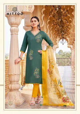 Ayushi by Mittoo Viscose thread Viscorse hand work top bottom and dupatta catalogue at low rate readymade suit catalogs