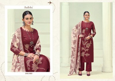  Azara Jivika Vol 5 Pure Heavy Zam Cotton Designer Print Top with Hand Work Mal Cotton Print Dupatta Rayon Bottom  Wholesale dress material catalogs