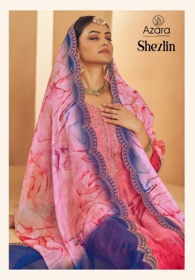 Azara present Shezlin organza digital printed with embroidered salwar kameez catalogue at low rate Amavi