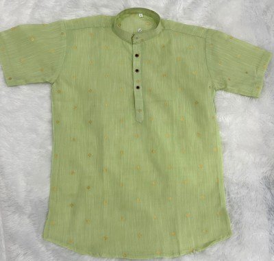 B Desi 2.0 Linen Cotton Short Kurta for Men Half Sleeve Jacquard Butta Kurta for Casual And Celebration Wear Wholesale mens kurta