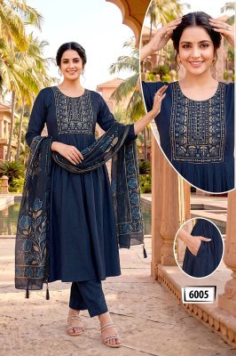 BANDHAN Vertigan Silk Heavy Embroidery Designer Kurti Pant Dupatta 3-Piece Set kurti pant with dupatta Catalogs