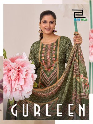 Blue HILLS Gurleen Poly Muslin Digital Print Salwar Suit Catalogue Wholesale Rate  kurti pant with dupatta Catalogs