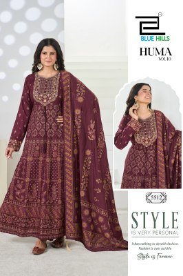 BLUE HILLS HUMA-10 Rayon 14KG Foil Thread  3-Piece Suit Set fancy Anarkali suit catalogs