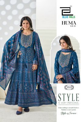 BLUE HILLS HUMA-10 Rayon 14KG Foil Thread  3-Piece Suit Set fancy Anarkali suit catalogs