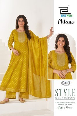 BLUE HILLS MILANO 3-Piece Rayon Suit with Dupatta kurti pant with dupatta Catalogs