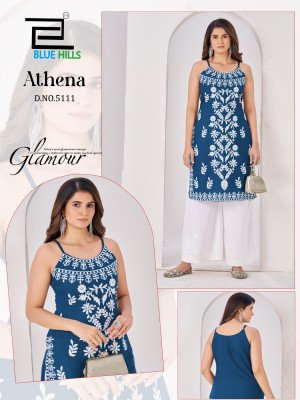 Blue Hills Athena Reyon Kurati Catalogue Pcs Wholesale Rate  kurtis catalogs