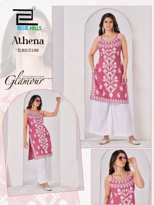 Blue Hills Athena Reyon Kurati Catalogue Pcs Wholesale Rate  kurtis catalogs