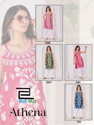 Blue Hills Athena Reyon Kurati Catalogue Pcs Wholesale Rate  kurtis catalogs