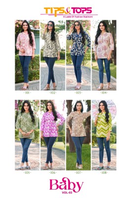 Baby vol 03 by Tips tops heavy reyon printed fancy short tops catalogue at low rate western wear catalogs