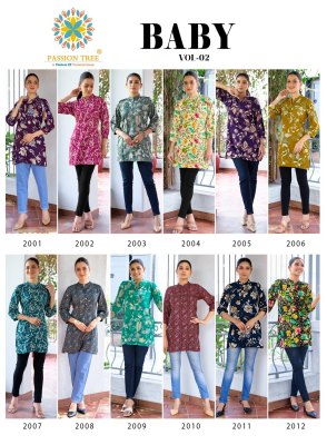 Baby vol 2 by Passion Tree Heavy Reyon Fabric Fancy Tunic top catalogue at affordable rate western wear catalogs