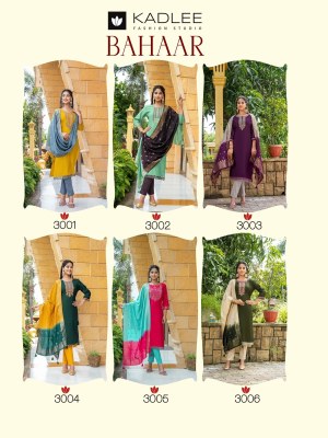 Bahaar by Kadlee pure muslin thread work kurti pant and dupatta catalogue at affordable rate readymade suit catalogs
