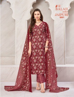 Balaji Cotton Jaipuri Vol 6 Cotton Kurti Pant Dupatta Set readymade suit catalogs