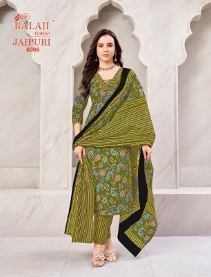 Balaji Cotton Jaipuri Vol 6 Cotton Kurti Pant Dupatta Set readymade suit catalogs