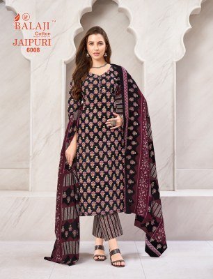 Balaji Cotton Jaipuri Vol 6 Cotton Kurti Pant Dupatta Set readymade suit catalogs