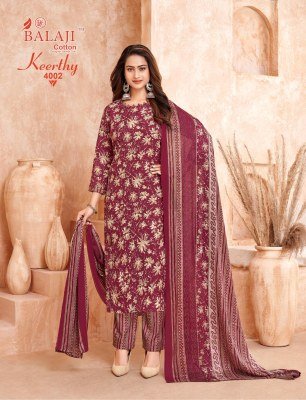 Balaji Cotton Keerthy Vol 4 Designer Cotton Kurti Pant Set Aster Inner, Enhanced Miyami Stitch, Pockets And Dupatta Wholesale kurtis catalogs
