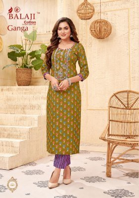 Balaji Ganga Vol. 1 Heavy Cotton Printed Straight Kurti kurtis catalogs
