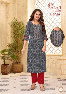 Balaji Ganga Vol. 1 Heavy Cotton Printed Straight Kurti kurtis catalogs