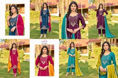 Baleno by Aanchi Vichitra silk 3 piece straight top bottom and dupatta at low rate  readymade suit catalogs