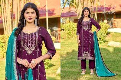 Baleno by Aanchi Vichitra silk 3 piece straight top bottom and dupatta at low rate  readymade suit catalogs