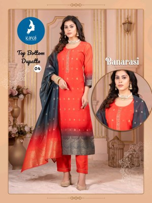 Banarasi by kaya Chanderi super quality kurti pant and dupatta catalogue at affordable rate  readymade suit catalogs