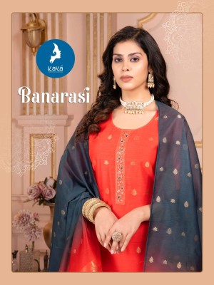 Banarasi by kaya Chanderi super quality kurti pant and dupatta catalogue at affordable rate  readymade suit catalogs
