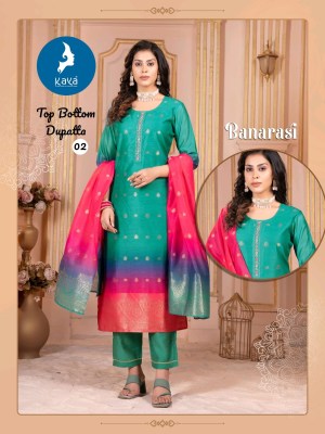 Banarasi by kaya Chanderi super quality kurti pant and dupatta catalogue at affordable rate  readymade suit catalogs