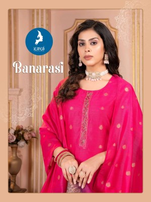 Banarasi by kaya Chanderi super quality kurti pant and dupatta catalogue at affordable rate  readymade suit catalogs