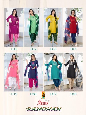 Bandhan by Master reyon neck Kurti Top wih bottom ready to wear suit collection readymade suit catalogs