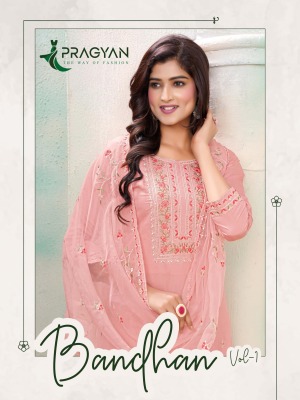 Bandhan vol 1 by Pragyan Roman silk Embroidered work readymade suit catalogue at affordable rate Amavi