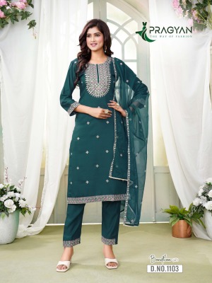 Bandhan vol 1 by Pragyan Roman silk Embroidered work readymade suit catalogue at affordable rate readymade suit catalogs