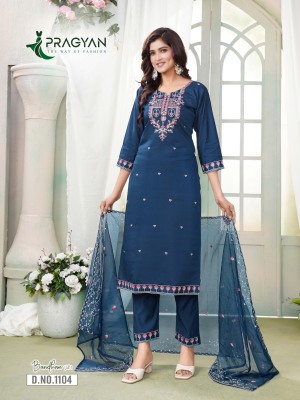 Bandhan vol 1 by Pragyan Roman silk Embroidered work readymade suit catalogue at affordable rate readymade suit catalogs